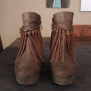 Sbicca Fringe Booties